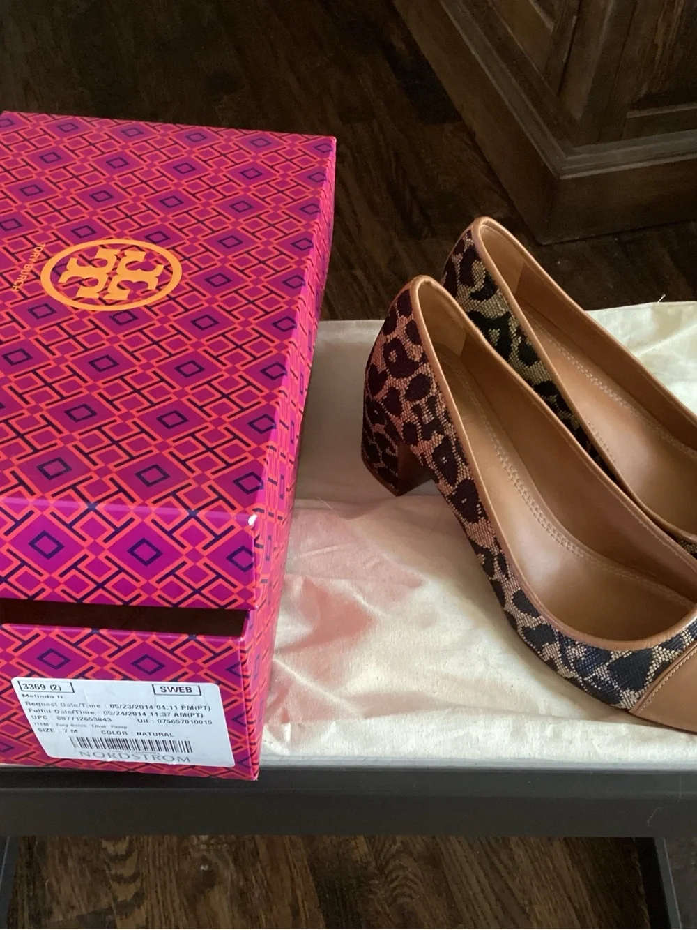 Tory Burch Leopard-Print Block Heel Pumps in Black and Brown